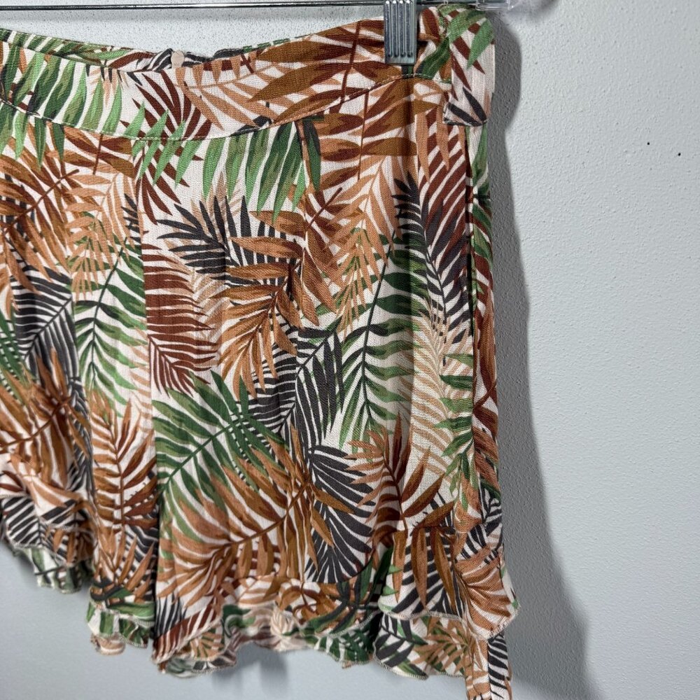 NWT Blue Rain Womens Tropical Leaf Print Shorts Large Ruffled Hem Beach Resort - Picture 4 of 12